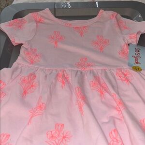 Cat & Jack Light Pink Dress with Neon Floral Design